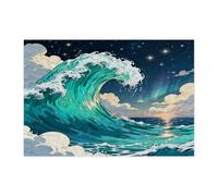 Puzzle Summer Fantasy Wave pour adultes - 300 pièces - Puzzle en bois - Motif océan cool - Décorations de paysage marin pour divertissement à domicile