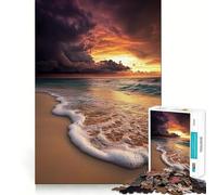 Puzzle Sunset Beach 1000 pièces pour Adolescents, Jeu de logique Clair, Loisirs faciles, découpe Parfaite, Cadeau d'anniversaire 38x52cm