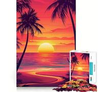 Puzzle Sunset Beach Palms pour Adultes 1000 pièces Renforce la mémoire, apaisement, Divertissement, qualité supérieure, Joli Cadeau 38x26cm