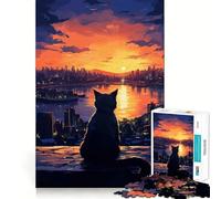 Puzzle Sunset City Paws 1000 pièces pour Adolescents, Jouet Anti-Stress, découpe Nette, liste de souhaits du Père Noël 38x52cm