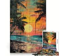 Puzzle Sunset Palms 1000 pièces pour Adultes pour renforcer Les Liens, se Souvenir de Moments sereins et Profiter d'une qualité exceptionnelle 38x52cm