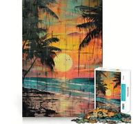 Puzzle Sunset Palms pour Adolescents 1000 pièces Améliore la mémoire Amusant et Silencieux Bords précis Cadeau Artistique 50x75cm