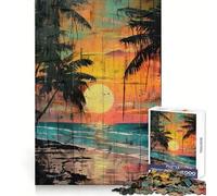 Puzzle Sunset Palms pour Adolescents, 1000 pièces, pour stimuler la mémoire, activité à la Maison, Motif à Assembler, 38x26cm