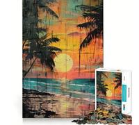 Puzzle Sunset Palms pour Adolescents, 1000 pièces, pour stimuler la mémoire, activité à la Maison, Motif à Assembler, 38x26cm