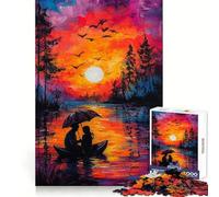 Puzzle Sunset Romance pour Adolescents, 1000 pièces, Jouet cognitif, Loisir Silencieux, Bords de qualité supérieure, Cadeau de Noël 38x26cm