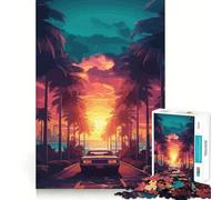 Puzzle Sunset Street Art 1000 pièces pour Adultes Jeu intellectuel et Relaxant Découpe de qualité Pièce d'art raffinée 38x26cm