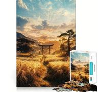 Puzzle Sunset Torii Meadow 1000 pièces pour Adultes Jeu Intelligent d'intérieur Découpe précise 38x52cm