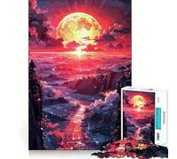 Puzzle Sunset Village 1000 pièces pour Adultes, Jeu de logique Puissant, Anti-anxiété, Bords Transparents, pour Les fêtes 38x26cm