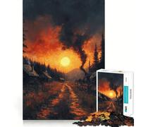 Puzzle Sunset Village 1000 pièces pour Adultes, Jeu de réflexion, Moment paisible, œuvre d'art à Collectionner 38x26cm