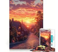Puzzle Sunset Village pour Adolescents, 1000 pièces, stimule la mémoire, Passe-Temps, Bords Nets, Joli Cadeau 38x26cm