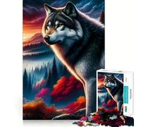 Puzzle Sunset Wolf Fusion 1000 pièces pour Adolescents, Jeu de logique et de Stimulation émotionnelle, Divertissement paisible, Bords Lisses, Cadeau créatif 50x75cm