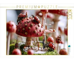 Puzzle · sur Le trône des Champignons avec la Visite des scarabées | Seule l'IA peut rêver avec autant de détails · le monde fantast… · 1000 pièces · Format assemblé 64 × 48 cm · CALVENDO Puzzle