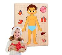 Puzzle sur Les Parties du Corps pour | Puzzle en Bois pour avec Corps Humain - Jouets éducatifs colorés pour l'éclairage Scientifique, Jouets éducatifs pour la Maternelle