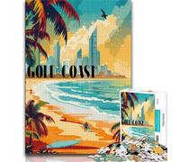 Puzzle Surfing Gold Coast 1000 pièces pour Adultes et Adolescents, défi d'intelligence cérébrale, Jouets addictifs pour la décoration de la Maison 38x26cm
