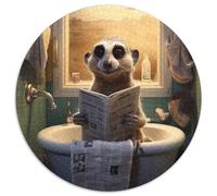 Puzzle Suricate lisant Un Journal pour Adultes 1000 pièces Puzzle Rond 1000 pièces Décoration d'intérieur colorée et Jeu Familial interactif, 67,5 x 67,5 cm