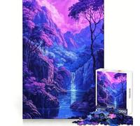 Puzzle surréaliste Cascade Violette de 1000 pièces pour Adolescents, Jeu de réflexion et de complicité, pièce de Collection Artistique découpée avec précision 38x26cm