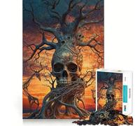 Puzzle surréaliste de 1000 pièces avec crâne et Racines d'arbre, idéal pour Les Adolescents Jeu de réflexion Simple et Amusant, découpe précise, Cadeau du Père Noël 38x26cm