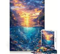 Puzzle surréaliste de 1000 pièces Coucher de Soleil sous-Marin pour Adultes : réflexion stratégique, apaisement et Divertissement Assemblage précis Cadeau spécial (38x26cm)