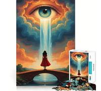 Puzzle surréaliste de 1000 pièces représentant Un Paysage de Cascade avec Un œil, idéal pour Adultes Jeu Intelligent et Convivial, découpe précise, Cadeau de Saison 38x26cm