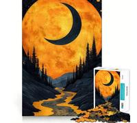 Puzzle surréaliste en Forme de Croissant de Lune de 1000 pièces pour Adolescents Jeu de réflexion et d'évasion apaisant Cadeau attentionné 38x52cm
