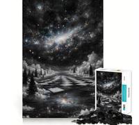 Puzzle surréaliste en Forme de Paysage d'échiquier avec Galaxie, 1000 pièces, pour Adolescents, Un Jeu d'entraînement cérébral Simple et Amusant, Un Cadeau précieux 38x52cm