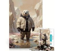 Puzzle surréaliste Ours Polaire Nature pour Adultes 1000 Pièces Stimule la Mémoire Apaisant et Divertissement Découpe de Qualité Supérieure Cadeau Attentionné 50x75cm