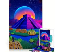 Puzzle surréaliste Pyramide et Champ de Citrouilles pour Adultes, 1000 Pièces, Jeu Intelligent, Lien Familial, Découpe Précise, Cadeau de Saison 50x75cm