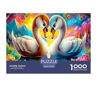 Puzzle Swan Love 1000pcs pour Adultes Deux cygnes se touchant Le Bec Niveau Impossible Difficile et éducatif Décompression 70x50 cm/1000pcs