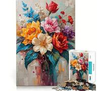 Puzzle Symphonie de Fleurs vibrantes pour Adultes,1000 pièces,Jeu Stimulant l'esprit,Format Uniforme,pièces précises,idéal pour Les Voyages (38x26cm)