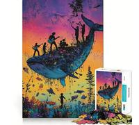 Puzzle Symphonie des Baleines pour Adultes 1000 Pièces Jeu de Concentration Découpe de Précision Bords Lisse Défi Amusant pour Passer Le Temps d'Attente (50x75cm)