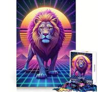 Puzzle Synthwave Lion 1000 pièces pour Adultes Jeu Intelligent et ludique d'intérieur Découpe précise 38x52cm