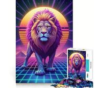 Puzzle Synthwave Lion 1000 pièces pour Adultes Jeu Intelligent et ludique d'intérieur Découpe précise 38x52cm