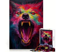 Puzzle Synthwave Loup 1000 pièces pour Adultes, Jeu de logique mentale, Divertissement paisible, découpe Ferme, Cadeau précieux 50x75cm