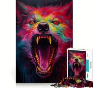 Puzzle Synthwave Loup 1000 pièces pour Adultes, Jeu de logique mentale, Divertissement paisible, découpe Ferme, Cadeau précieux 50x75cm
