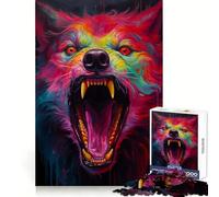 Puzzle Synthwave Loup pour Adolescents 1000 pièces Stimule la mémoire Loisirs Bords Nets Joli Cadeau 38x26cm