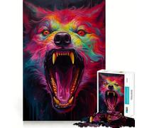Puzzle Synthwave Loup pour Adolescents 1000 pièces Stimule la mémoire Loisirs Bords Nets Joli Cadeau 38x26cm