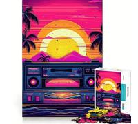 Puzzle Synthwave Musique Difficile pour Adultes 1000 Pièces Jeu de Logique Solide Partage de Moments Idéal Cadeau (38x26cm)