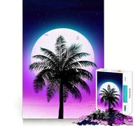 Puzzle Synthwave Palm Sunset 1000 pièces pour Adultes Jeu de logique et de réflexion Découpe précise 38x26cm