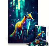 Puzzle Synthwave Renard Lumineux 1000 Pièces pour Adultes Jouet Intelligent Décoration Murale Précise 50x75cm