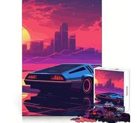 Puzzle Synthwave Rétro Voiture Coucher de Soleil 1000 Pièces pour Adultes Jeu de Réflexion et de Détente Découpe Précise 50x75cm