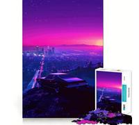 Puzzle Synthwave Skyline 1000 pièces pour Adolescents, Jeu de logique et de réflexion, Anti-Stress, découpe précise, Joli Cadeau 50x75cm