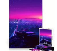 Puzzle Synthwave Skyline 1000 pièces pour Adolescents, Jeu de logique et de réflexion, Anti-Stress, découpe précise, Joli Cadeau 50x75cm