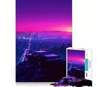 Puzzle Synthwave Skyline 1000 pièces pour Adolescents, Jeu de réflexion, activité à la Maison, découpe Premium, Cadeau de Noël 38x52cm