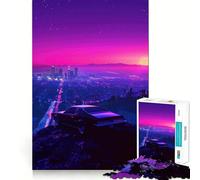 Puzzle Synthwave Skyline pour Adolescents, 1000 pièces, pour améliorer la mémoire, Loisirs à la Maison, Bords précis, Cadeau Exquis 38x26cm