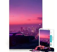 Puzzle Synthwave Skyline pour Adolescents 1000 pièces Stimule la mémoire Détente Lente Bords Nets Cadeau de Noël 38x52cm