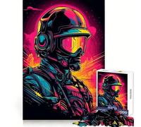Puzzle Synthwave Soldat 1000 Pièces pour Adultes Jeu Intellectuel Calme et Détente Découpe Précise Cadeau de Noël (50x75cm)