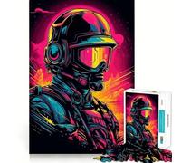 Puzzle Synthwave Soldat 1000 Pièces pour Adultes Jeu Intellectuel Calme et Détente Découpe Précise Cadeau de Noël (50x75cm)
