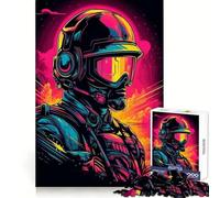 Puzzle Synthwave Soldat pour Adultes 1000 Pièces Jeu de Réflexion Passe-Temps Calme Assemblage d'image Joli Cadeau (38x26cm)