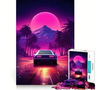 Puzzle Synthwave Voiture 1000 Pièces pour Adolescents Jeu de Réflexion, Moment de Paix, Finition de Qualité, Cadeau Parfait 50x75cm