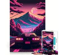 Puzzle Synthwave Voiture en Mouvement 1000 Pièces pour Adolescents Jeu Cognitif Silencieux Bordure Premium Cadeau de Noël 50x75cm